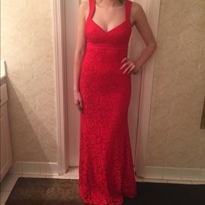 Lulu's Red Lace Formal Dress